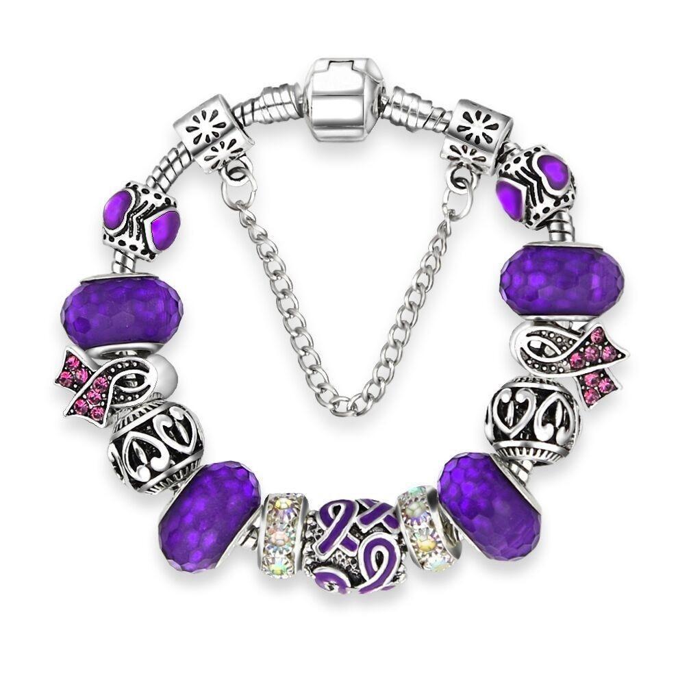 Migraine Ribbon Charms and Bracelet