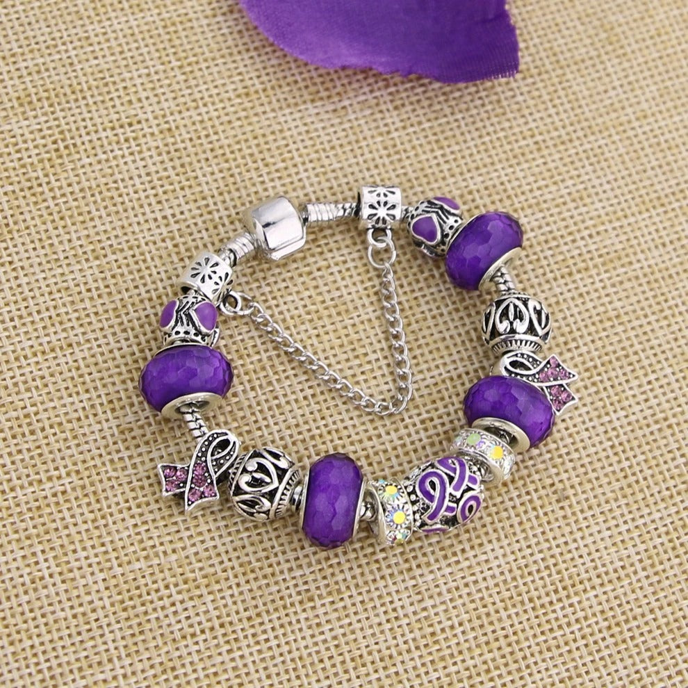 Migraine Ribbon Charms and Bracelet