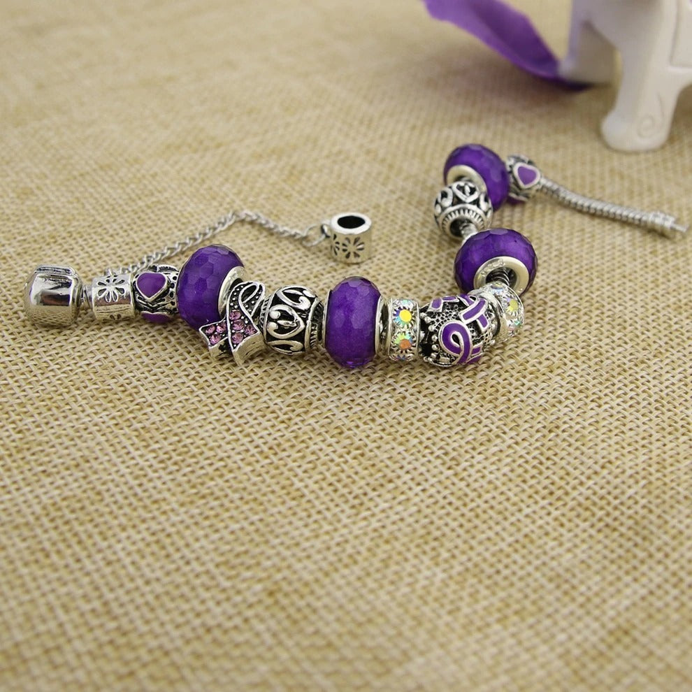 Migraine Ribbon Charms and Bracelet