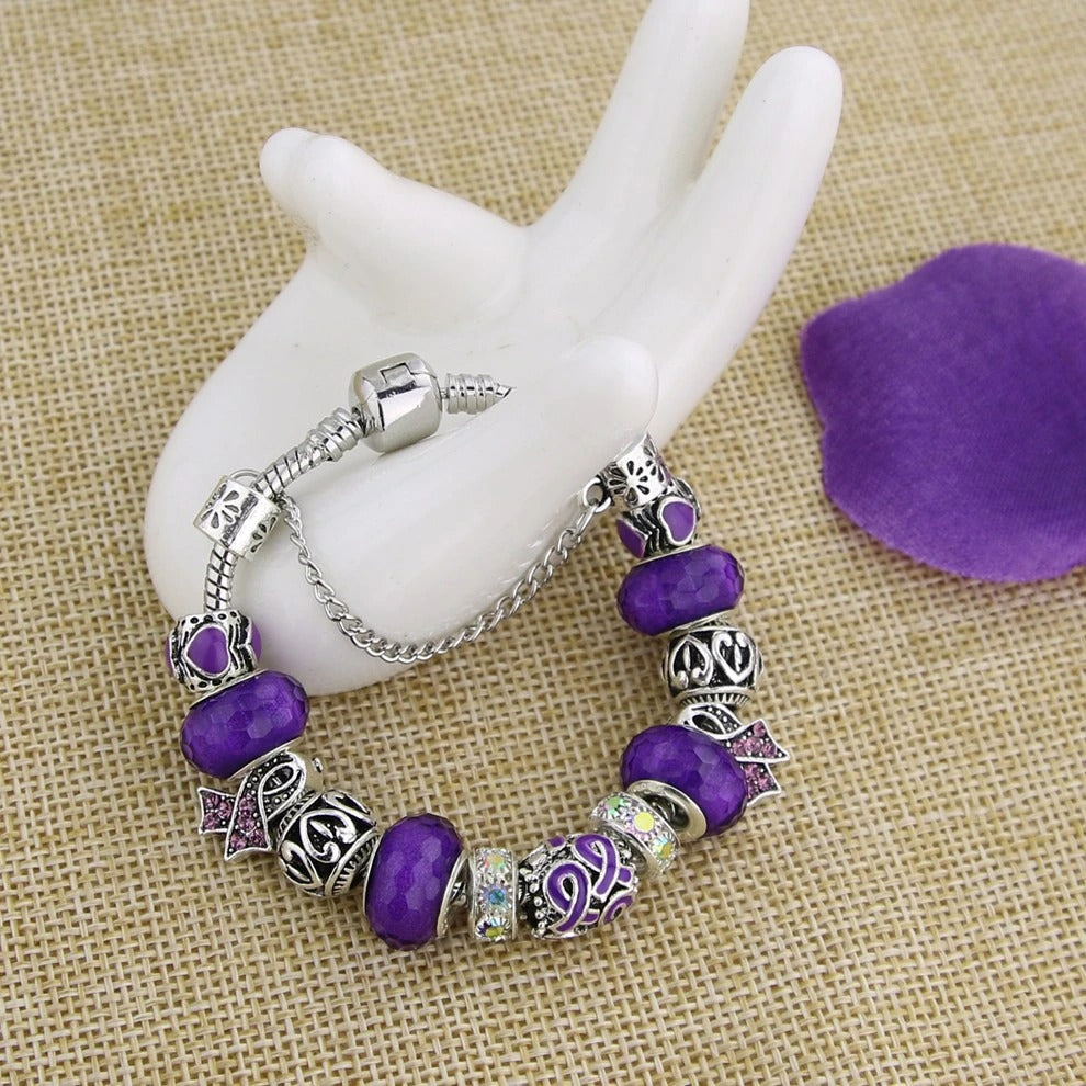 Migraine Ribbon Charms and Bracelet