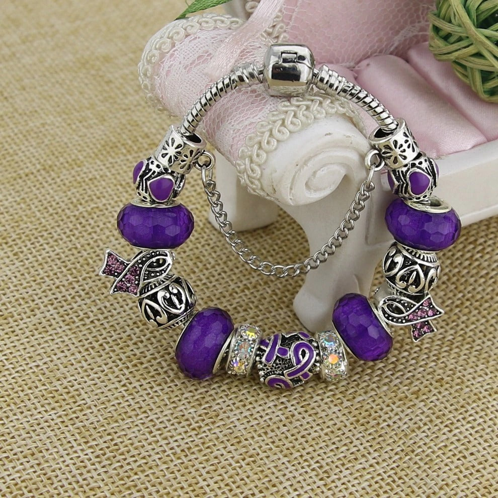 Migraine Ribbon Charms and Bracelet